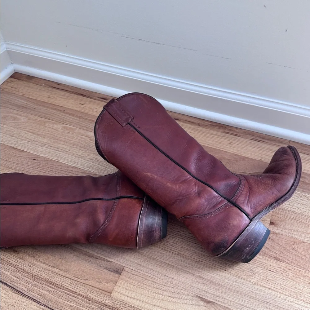 Vintage Nocona Brown Leather Boots‎ Western Cowboy Men's Size 9D